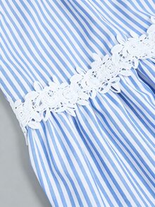 Linhara CURVE Plus Size Women's Elegant Striped Sleeveless Dress For Daily Commute - Blue - View 5