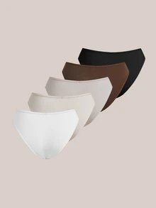 Barelissa 5pcs/Pack Simple Comfortable Pure Cotton Low Waist Women's Triangle Panties - Multicolor - View 3