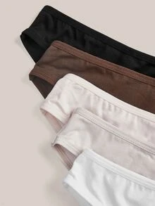 Barelissa 5pcs/Pack Simple Comfortable Pure Cotton Low Waist Women's Triangle Panties - Multicolor - View 6