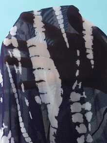 Swim Lushoire 女款夏季海灘花卉印花比基尼套裝附和服罩衫 - 藏蓝色 - 查看 5