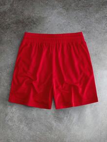 GETOML Men's Red Contrast Side Stripe Athletic Shorts, Drawstring Waist Sporty Summer, Football - Red - View 5