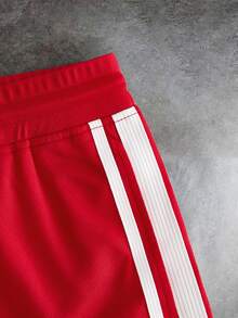 GETOML Men's Red Contrast Side Stripe Athletic Shorts, Drawstring Waist Sporty Summer, Football - Red - View 8