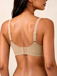 SHEIN 1pc Women's Minimalist Comfortable Seamless Jelly Glue Wire-Free Removable Padding Bra - Apricot - View 7
