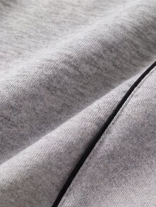 SHEIN 時尚街頭休閒女款拉鍊翻領度假運動衫套裝 - 灰色 - 查看 3