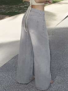 Luzma Cabello Luzma Cabello Women's Summer Loose Casual Distressed Denim Jeans Fall - Grey - View 6