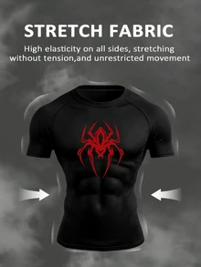 RISE LYT Men's Spider Print T-Shirt And Shorts Sports Set - Black - View 7