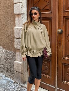 Siren Gaze Women's Autumn Casual Hollow Out Cinched Waist Jacket Travel Work Everyday Travel Khaki Green - Khaki - View 6