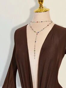 SHEIN ICON Sexy Oversized Plunging Neckline Mesh Patchwork Backless Mini Dress - Brown - View 4