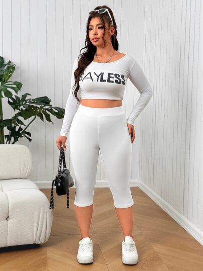 SHEIN EZwear Plus Size Women Solid Color Casual Versatile Daily Wear Tight Leggings