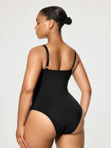 SHAPORA Plus Size Shapewear Bodysuits - Black - View 2