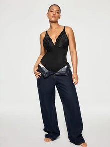 SHAPORA Plus Size Shapewear Bodysuits - Black - View 8