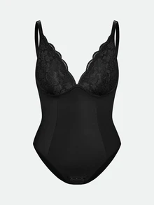 SHAPORA Plus Size Shapewear Bodysuits - Black - View 12