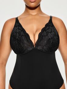 SHAPORA Plus Size Shapewear Bodysuits - Black - View 5
