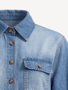 Balvessa Women's Pleated Casual Party Summer Denim Dress - Blue - View 4