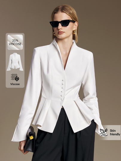 Ontre Women's Solid Color Single-Breasted Long Sleeve Elegant Blazer Modern Urban Business Casual Fashion Casual Women's Wear Office Attire Understated