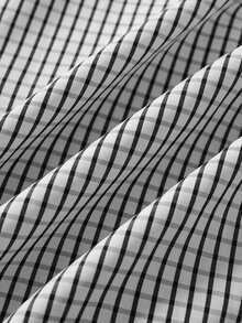 SUMWON Cropped Boxy Checked Shirt With Frog Toggle Closures Asymmetric Placket And Chest Pocket Short Sleeve Summer Layering Top - Black and White - View 6