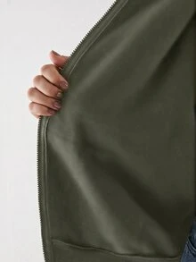 YARNWELL Women's Blend Zip Up Jacket With Pockets Metal Zipper Hoodie, Casual Everyday Essential For Daily, Travel & Loungewear - Green - View 10