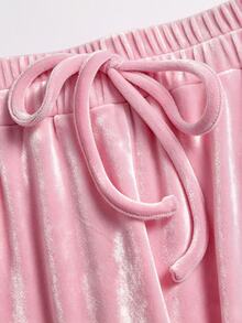 Sweetra Autumn/Winter Simple Basic Casual Commute Style Sweet Pink Short Zip-Up Hoodie & Long Pants 2 Pieces Set With Collegiate Sporty Vibe - Pink - View 8