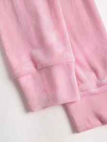 Sweetra Autumn/Winter Simple Basic Casual Commute Style Sweet Pink Short Zip-Up Hoodie & Long Pants 2 Pieces Set With Collegiate Sporty Vibe - Pink - View 5