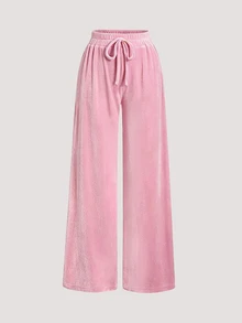 Sweetra Autumn/Winter Simple Basic Casual Commute Style Sweet Pink Short Zip-Up Hoodie & Long Pants 2 Pieces Set With Collegiate Sporty Vibe - Pink - View 4