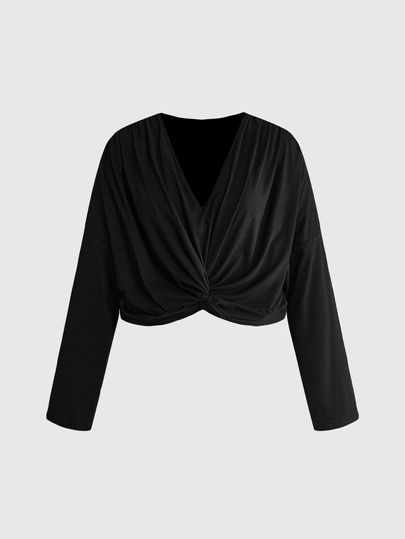 Goth Maglietta casual versatile con scollo a V profondo, vestibilità ampia, taglie forti, maniche a pipistrello per donna