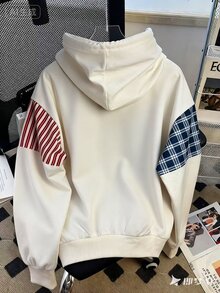 INAWLY Women's American Flag Print Long Sleeve Casual Drawstring Sweatshirt - White - View 3