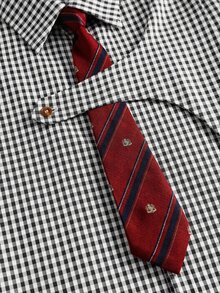 ROMWE MEN Men's Autumn Casual Plaid Tie Shirt - Black and White - View 4