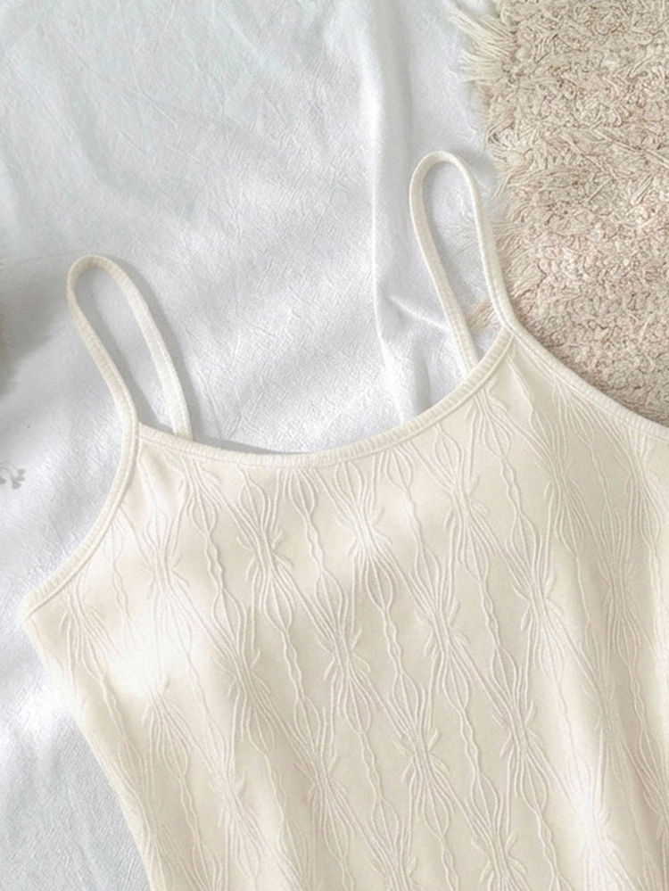 Tseoso Women's White Tank Top With Spider Texture Jacquard, Special Fabric, Spider Jacquard, Halloween Essential Base Layer, All-Season White, Classic Fashion, Suitable For Multiple Occasions - White - View 5