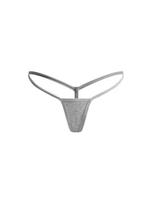 Ocili Mini Women Solid Color Sexy Thong - Light Grey - View 1