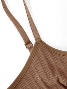 Ocili Women's Comfortable Cotton Rib Knit Bra - Coffee Brown - View 8