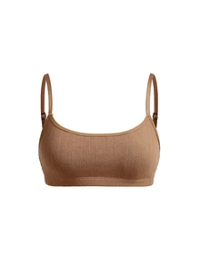Ocili Women's Comfortable Cotton Rib Knit Bra - Coffee Brown - View 9