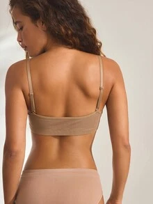 Ocili Women's Comfortable Cotton Rib Knit Bra - Coffee Brown - View 2