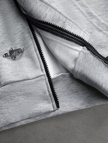 SLATEMANN Men's Solid Color Hoodie Long Sleeve Jacket And Sweatpants Casual Daily Set - Grey - View 4