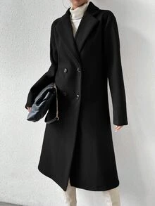 Uhlyne Uhlyne Lapel Neck Double Breasted Overcoat Fall Winter Cloth For Women - Black - View 5
