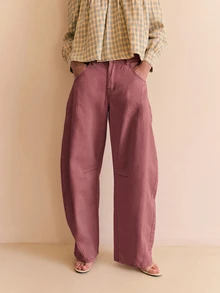 Nöista High-Rise Wide-Leg Denim Pants With Sculptural Volume, Contrast Seam Detailing And Modern Silhouette. Perfect For Everyday Wear, Casual - Brown - View 8