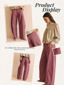 Nöista High-Rise Wide-Leg Denim Pants With Sculptural Volume, Contrast Seam Detailing And Modern Silhouette. Perfect For Everyday Wear, Casual - Brown - View 2