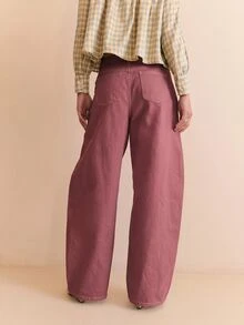 Nöista High-Rise Wide-Leg Denim Pants With Sculptural Volume, Contrast Seam Detailing And Modern Silhouette. Perfect For Everyday Wear, Casual - Brown - View 10
