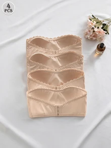 Barelissa 4pcs Women's Lingerie Bra Set With Back Hook, Straight Band And Removable Pads - Apricot - View 7