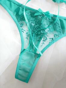 SHEIN Sexy Sheer Embroidered 2-Piece Set - Mint Green - View 6