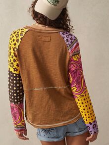 Bohemela 休閒復古波西米亞風純色針織圓領女款T恤 度假輕盈綠波點款 秋冬日常旅行穿搭 - 彩色 - 查看 7