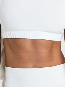 11SKNDS Square Neck Strappy Crossback Sports Bra With Elasticated Underband Racerback Design Removable Cups Low Impact Yoga With Sweat-Wicking, Stretchy, Breathable & Buttery-Soft, For Gym Workout Fitness Pilates Studio, Running, Training & Hy-Rox - White - View 5
