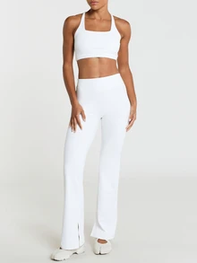 11SKNDS Square Neck Strappy Crossback Sports Bra With Elasticated Underband Racerback Design Removable Cups Low Impact Yoga With Sweat-Wicking, Stretchy, Breathable & Buttery-Soft, For Gym Workout Fitness Pilates Studio, Running, Training & Hy-Rox - White - View 4