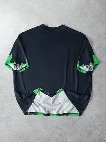 Rick and Morty X SHEIN 男士休闲标语印花短袖T恤，夏季 - 黑色 - 查看 2