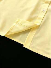 INAWLY Women's Loose Fit Equestrian Print Single-Breasted Long Sleeve Shirt - Pale Yellow - View 6