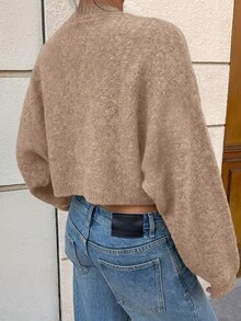 Autumina Women's Solid Color Casual Versatile Daily Wear Cardigan - Khaki - View 2