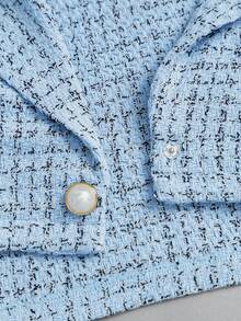 Sweetra Elegant Girl Style Faux Pearl Button Bandeau Dress With Short Jacket 2-Piece Set, Fashion Party Princess Style - Blue - View 5