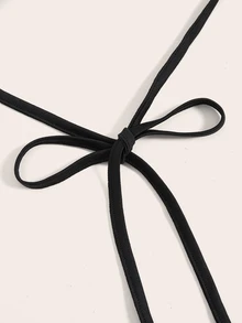SHEIN ICON Tie Backless Sequin Halter Top - Black - View 5