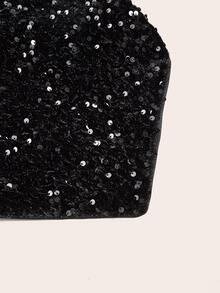 SHEIN ICON Tie Backless Sequin Halter Top - Black - View 4