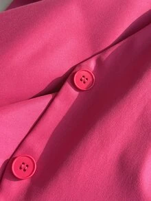 Comfortcana Chaleco de traje de color rosa de talla grande para graduación, regreso a la escuela, atuendos de maestras en otoño/invierno - Rosa Fucsia - Ver 8