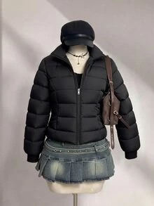 Jaket Kasual Serbaguna Musim Dingin untuk Remaja Perempuan - Hitam - View 2